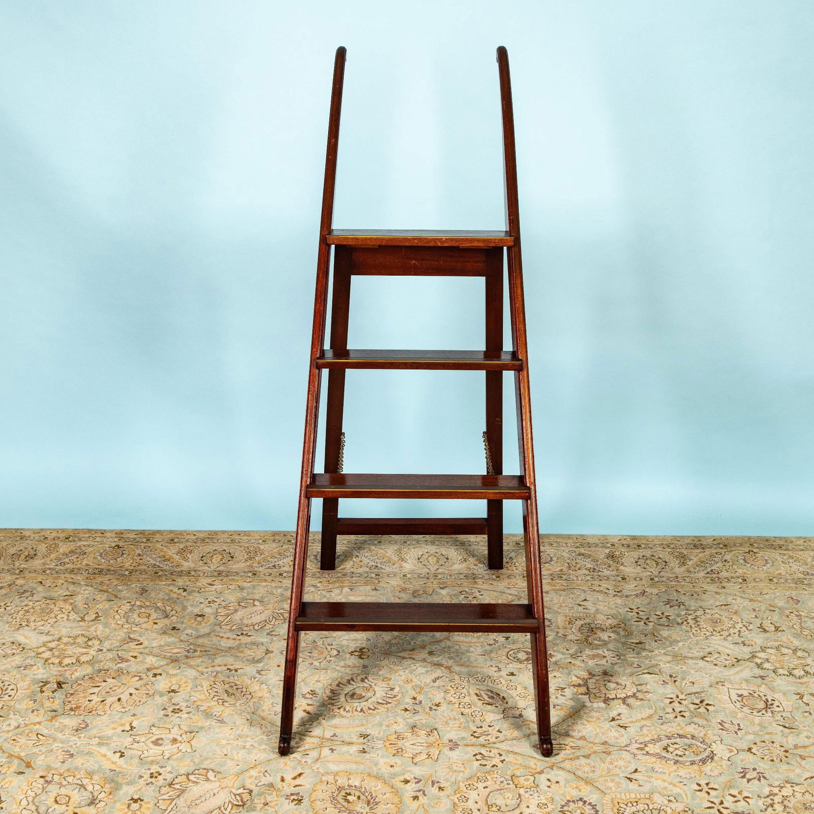 English Mahogany Wood Library Ladder (1 of 10)