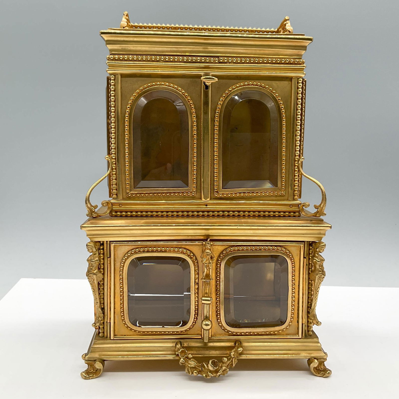Vintage French Mini Metal Gilded Cabinet (1 of 4)