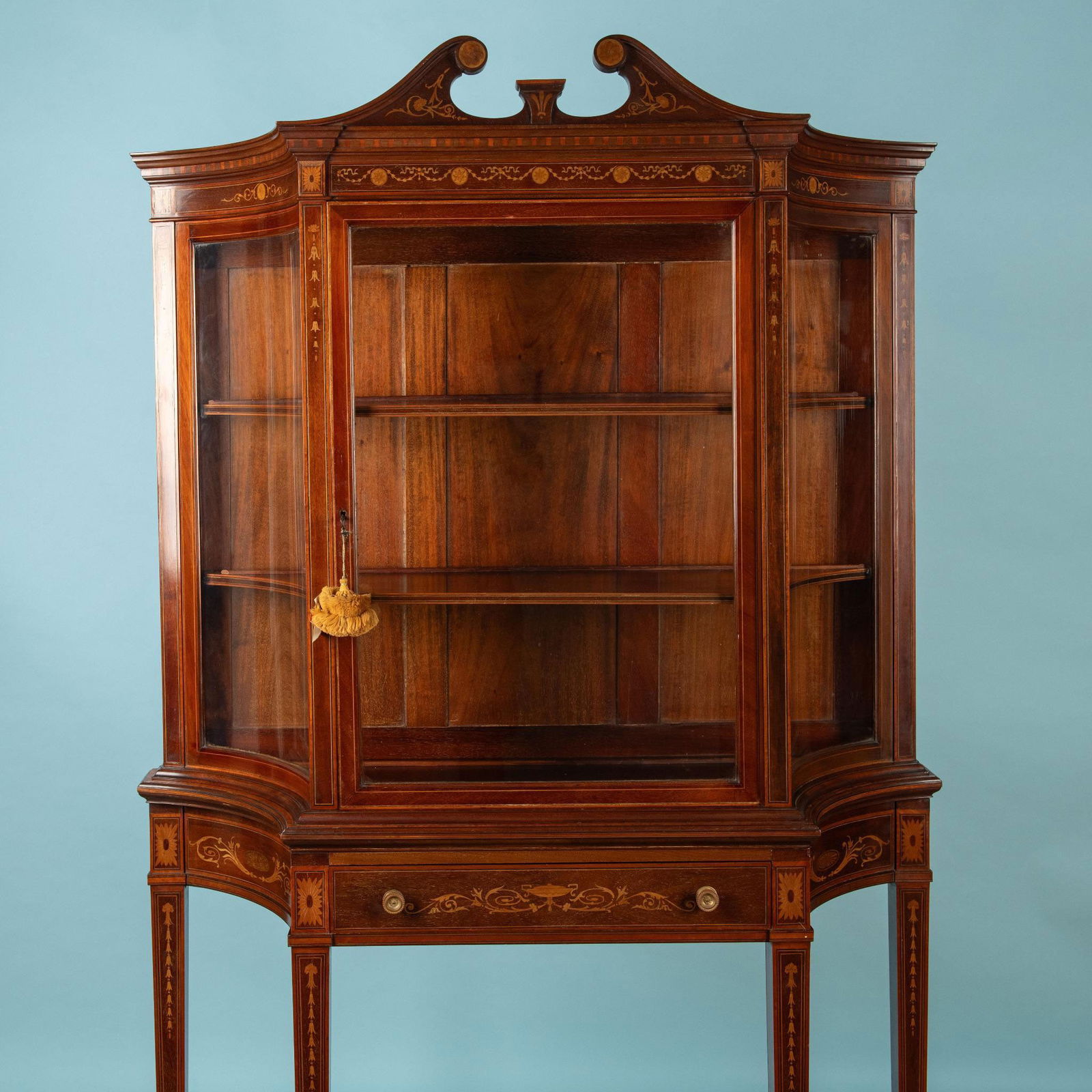 Antique Edwardian Mahogany Inlaid Display Cabinet (1 of 15)