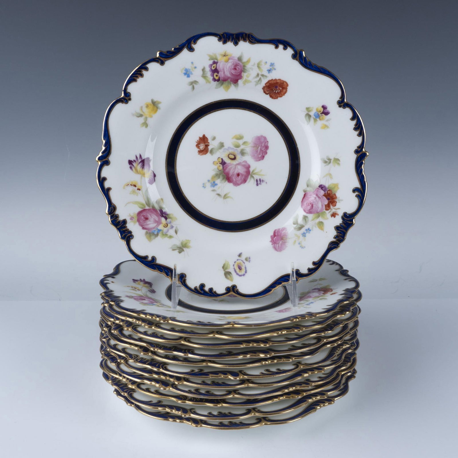 12pc Cauldon England Porcelain Floral Cabinet Plates (1 of 4)