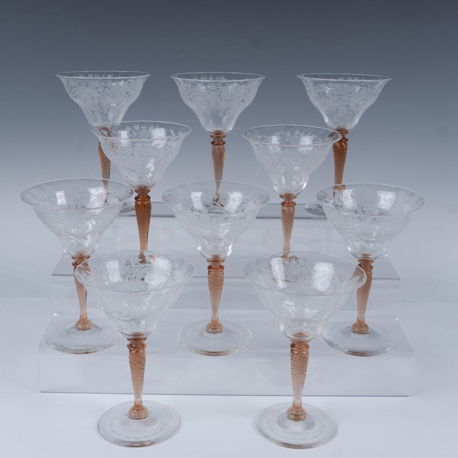 10pc Steuben Crystal Van Dyke Cocktail Glasses (1 of 4)