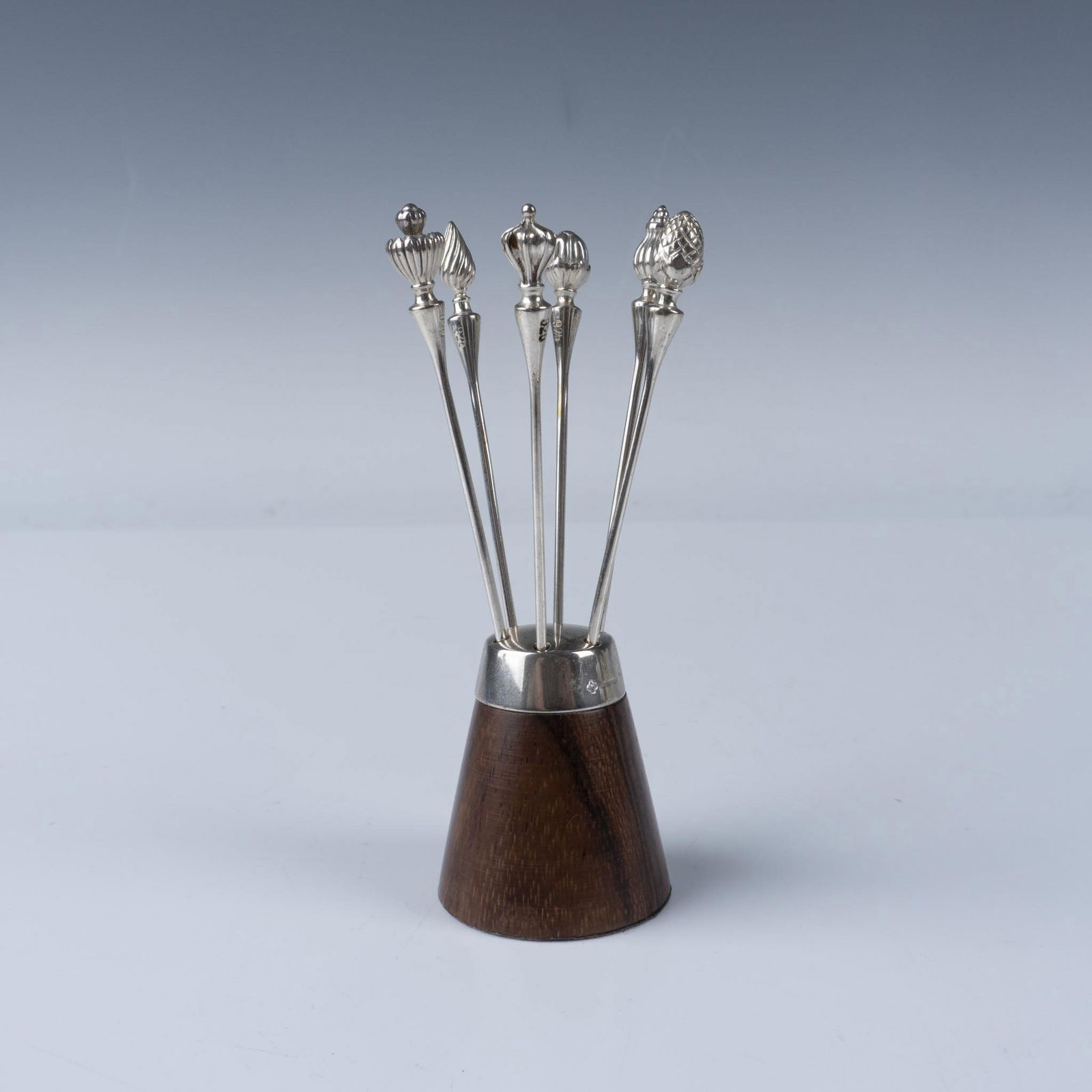 English Sterling Silver Picks with Wooden Holder (1 of 5)