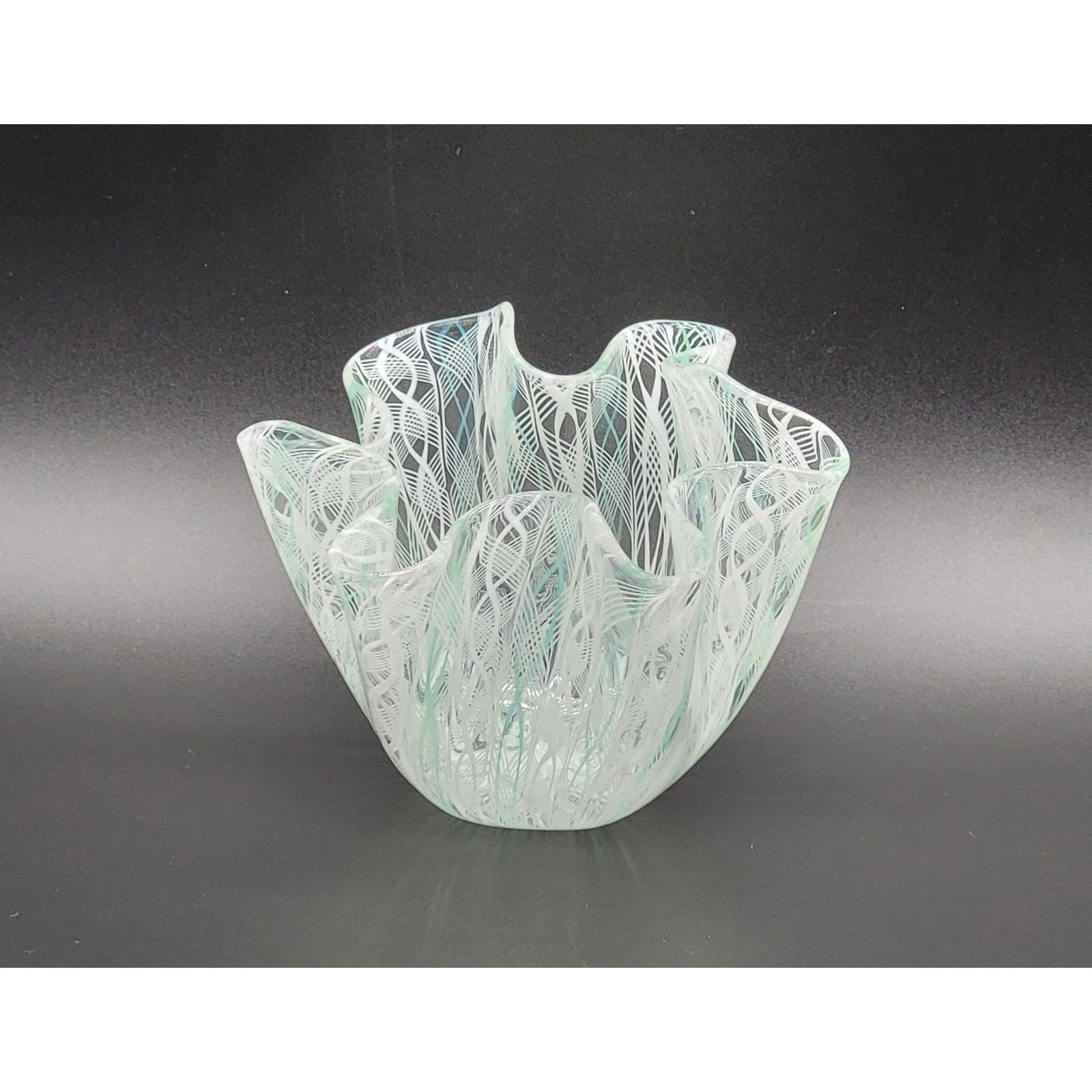 Venini Murano Glass Fazzoletto Vase by Fulvio Bianconi and Venini, Signed (1 of 7)