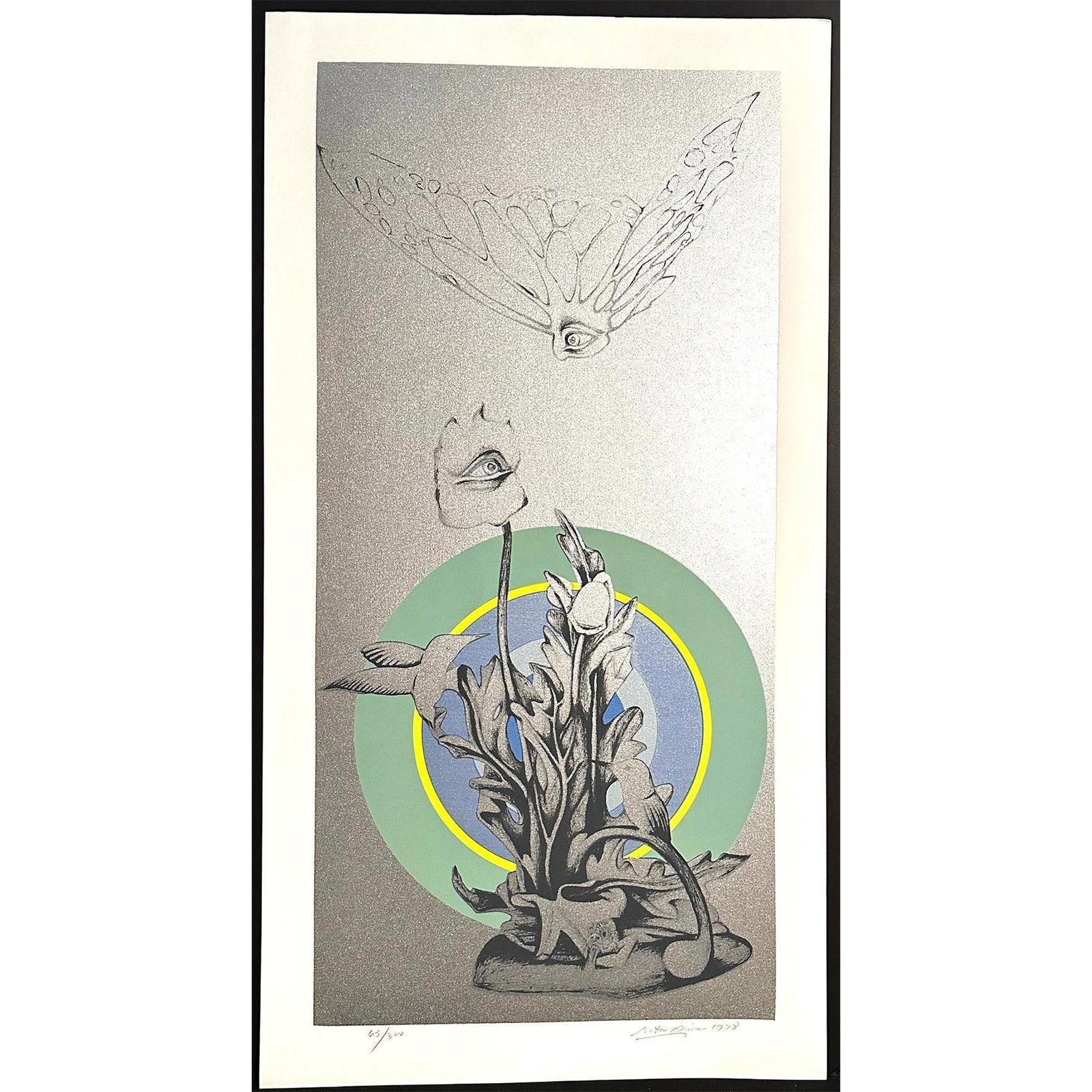 Rita Simon (American 1938-) Screenprint Chance Encounter signed: Screenprint titled Change Encounter Year 1978 Signed lower right numbered 65/300 Sight size 40" x 21"