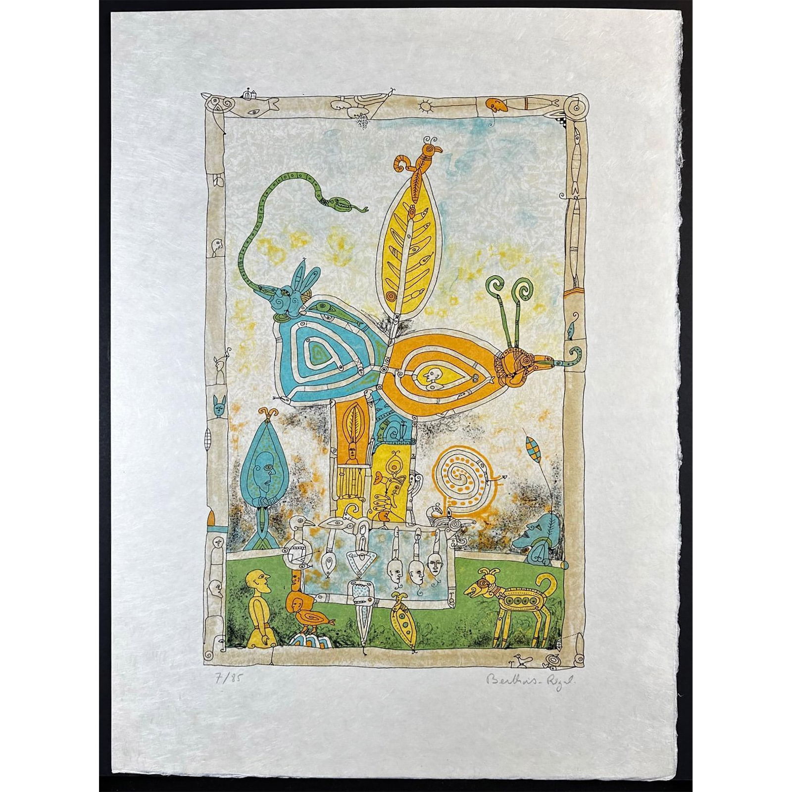 Bernard Berthois-Rigal (French 1927) Lithograph Mystical World II signed (1 of 4)