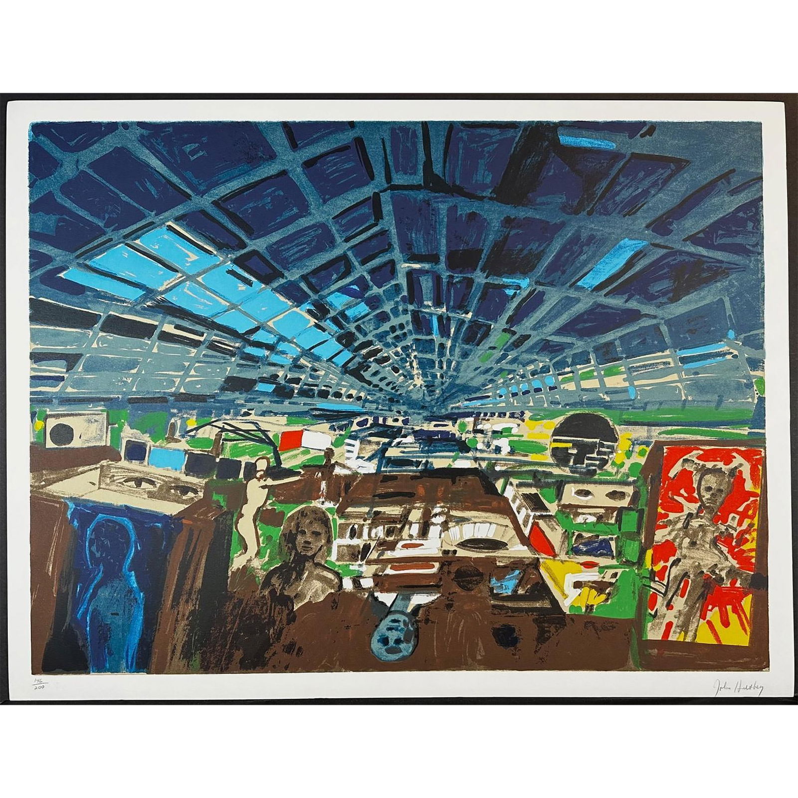 John Hultberg (American 1922-2005) Serigraph Greenhouse signed (1 of 4)