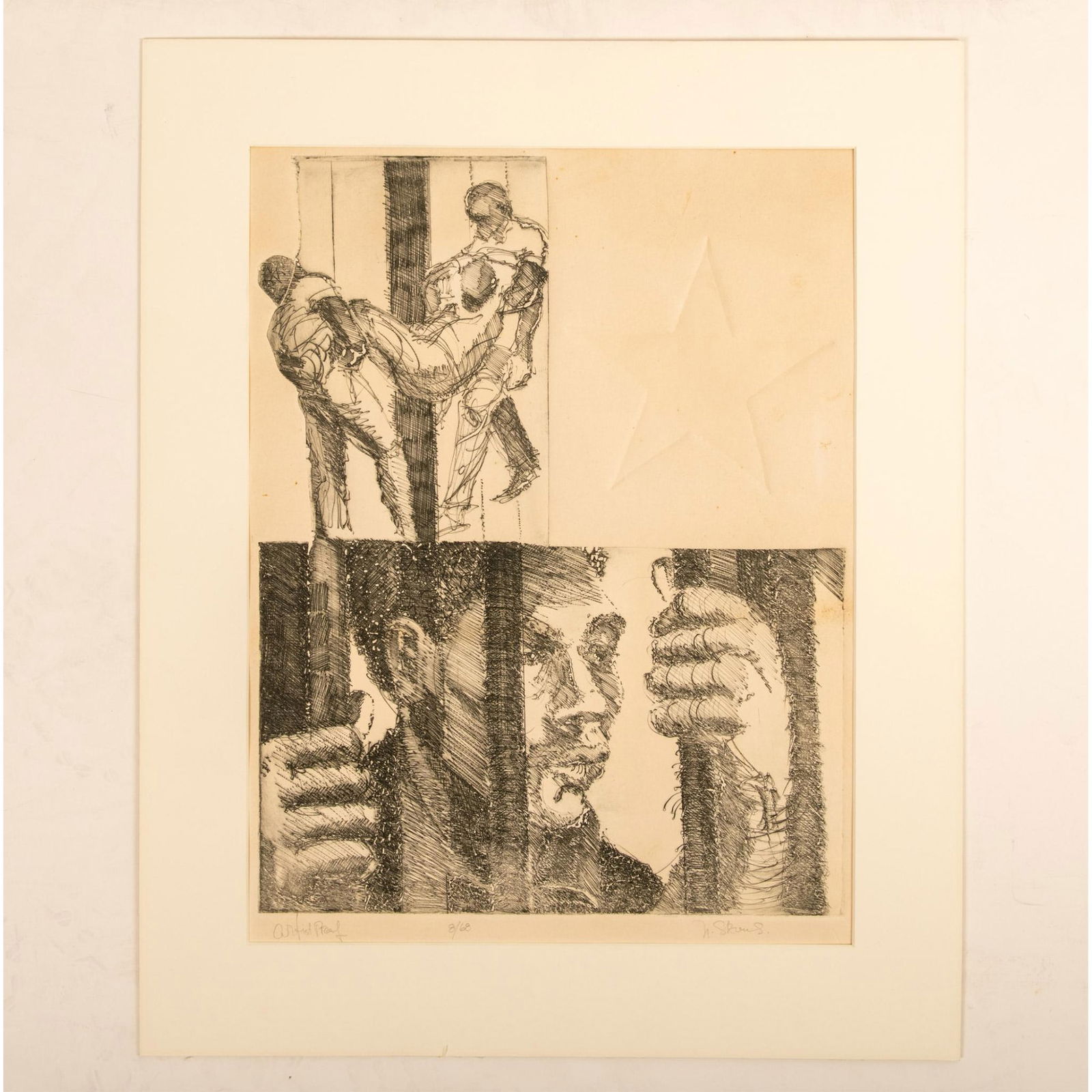 Original Etching on Laid Paper, Social Realist Scenes Signed (1 of 5)
