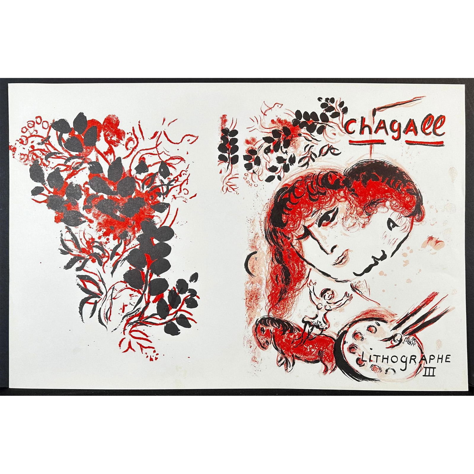 Marc Chagall (Belarusian-French 1887-1985) Lithograph Lithographe III: Lithograph titled Lithographe III. Sight size 2014" x 33"