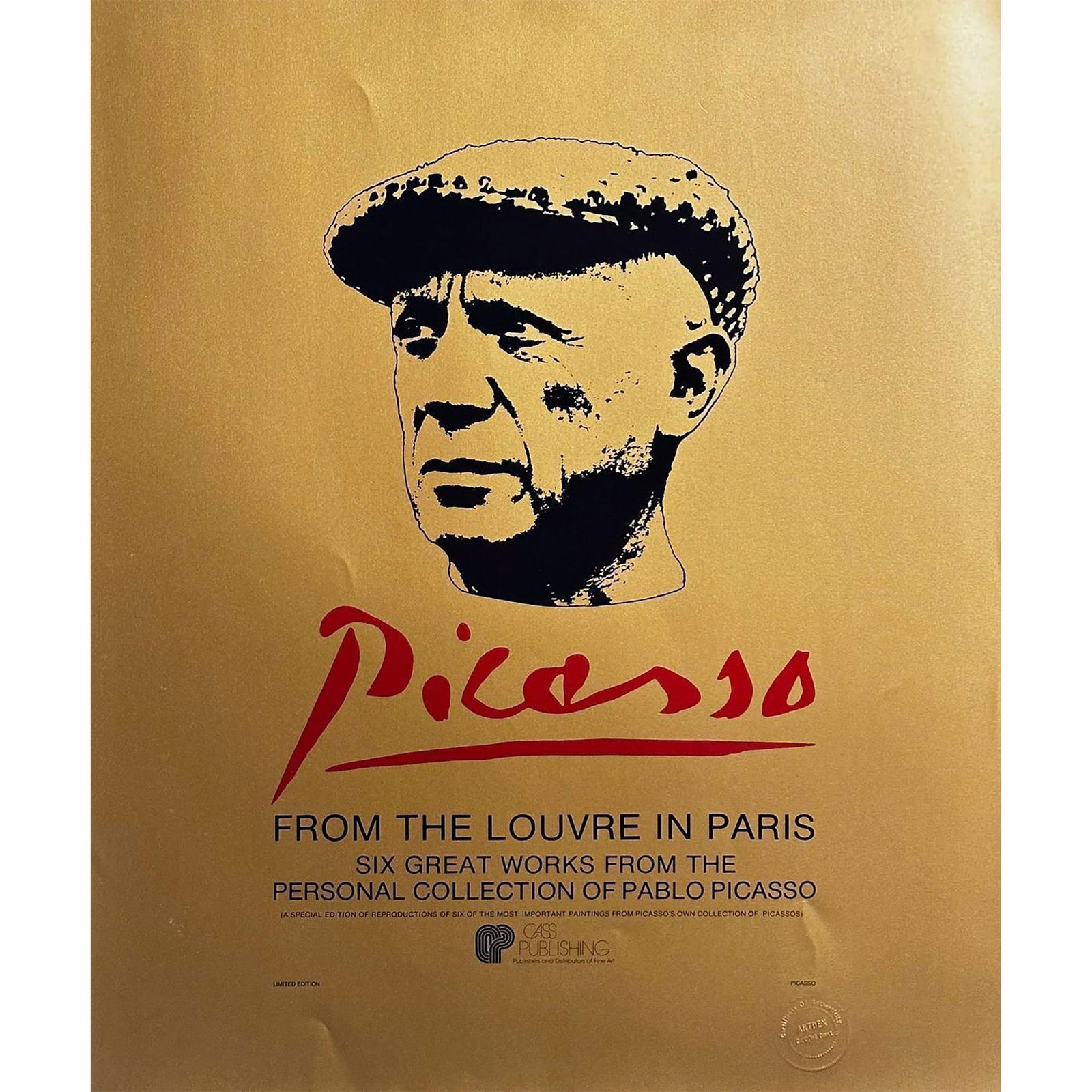 Pablo Picasso Poster From The Louvre in Paris Gold Not Signed (1 of 2)
