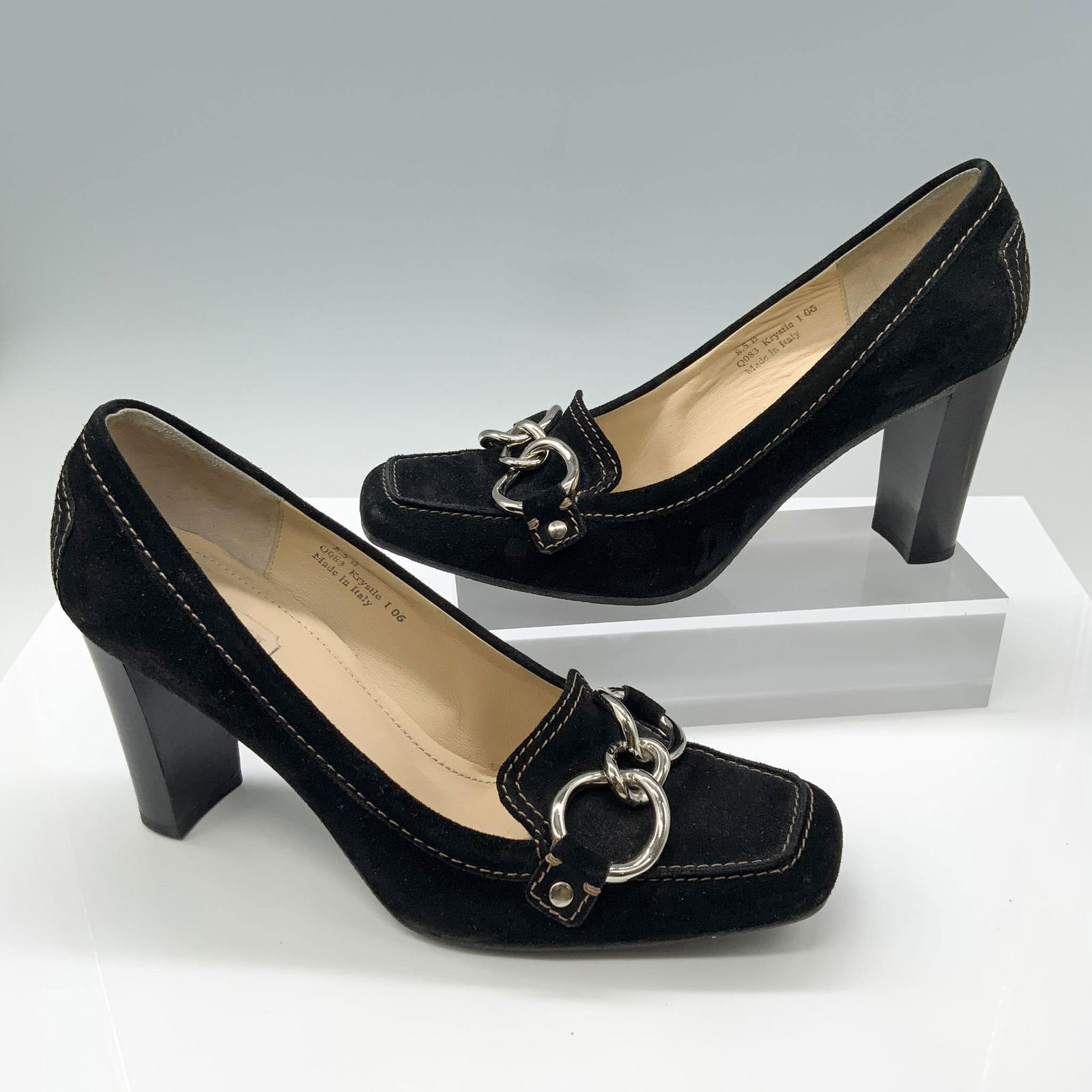 Coach Black Suede Heeled Loafers, Size 8.5 (1 of 4)
