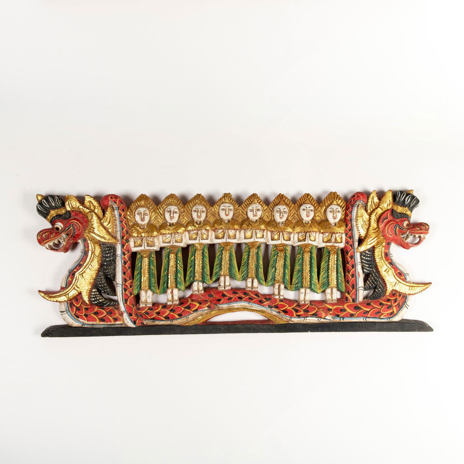 Indonesian Hand-Carved & Painted Wood Dragon Wall Figurine (1 of 5)