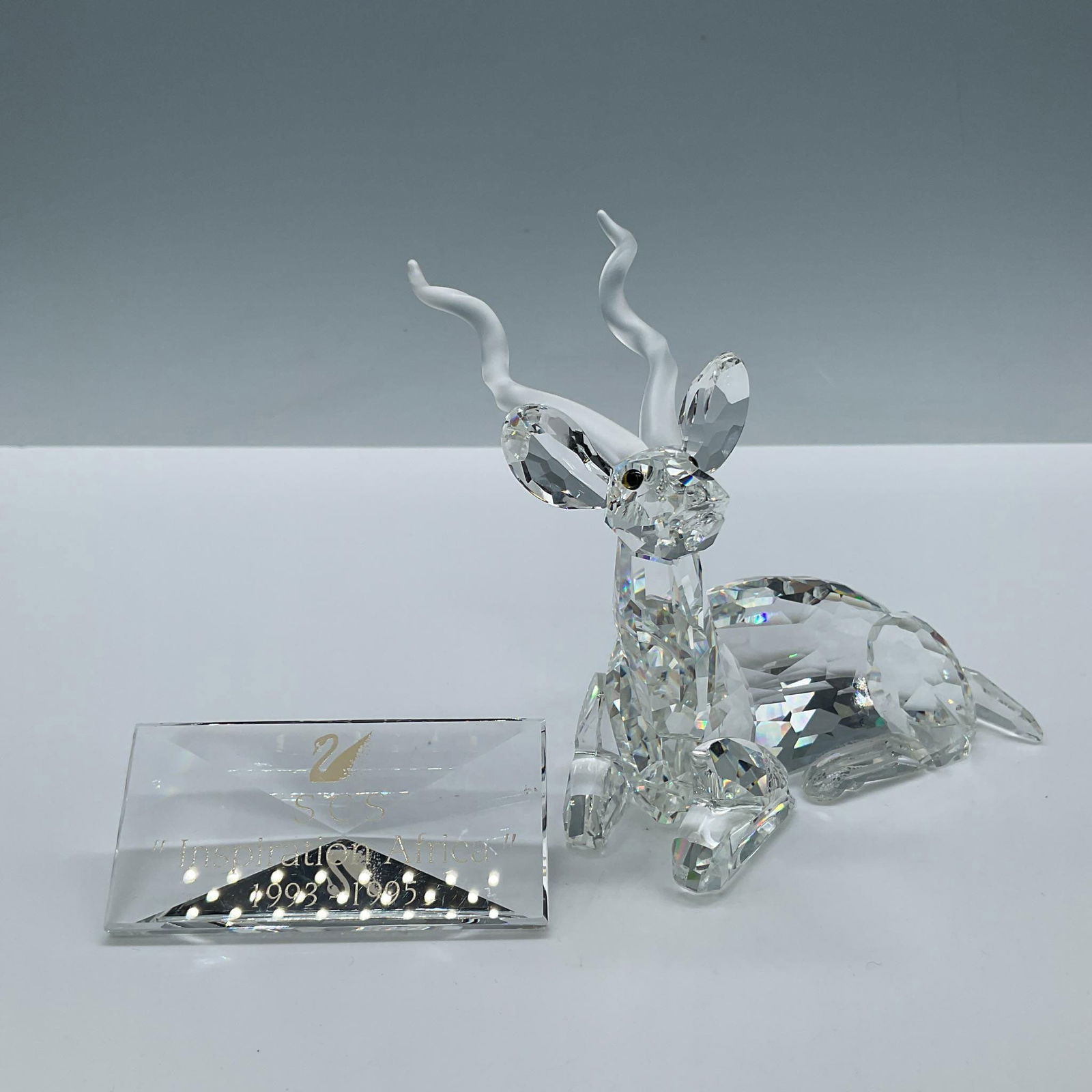 3pc Swarovski Crystal Figurine, Insp. Africa Kudu w/ Plaque (1 of 4)
