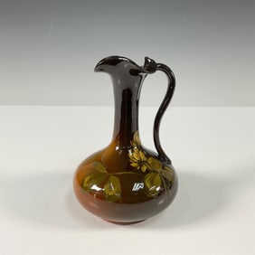 Rookwood Pottery Brown Glaze Ewer, Floral Decoration