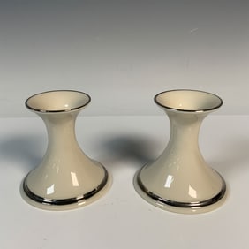 Pair of Lenox Porcelain Candle Holders, Solitaire