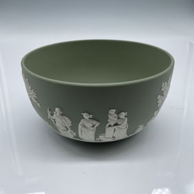 Wedgwood Sage Green Jasperware Bowl, Classical Figures