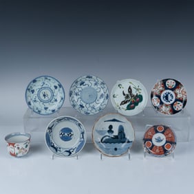 8pc Asian Scroll Patterned Plates with Teacup