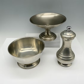 3pc Pewter Silver Toned Tableware