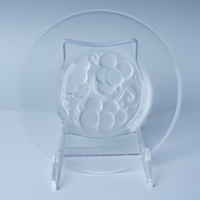 Lalique Crystal Plate, Grape & Vine Pattern