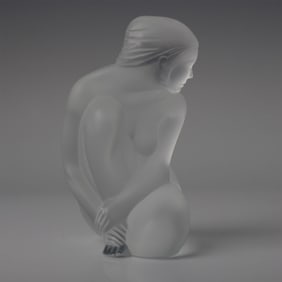 Lalique Crystal Sculpture, Contemplative Woman