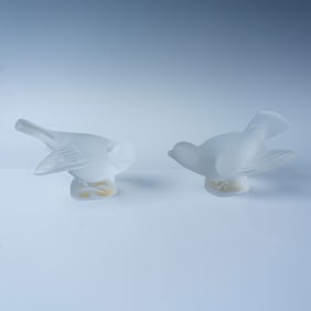 2pc Lalique Figurines, Colereux & Moineau Coquet