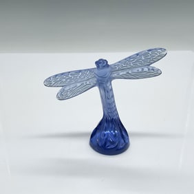Lalique Crystal Dragonfly Figurine in Blue