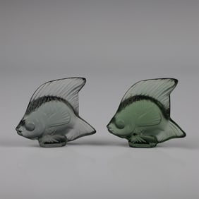 Pair of Lalique Frosted Glass Fish Figurines