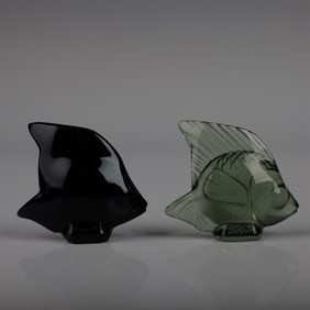 Pair of Lalique Frosted Glass Fish Figurines
