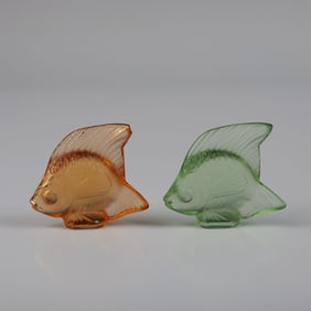 Pair of Lalique Frosted Glass Fish Figurines