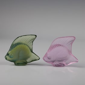 Pair of Lalique Frosted Glass w/ Boxes