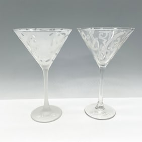 Pair of Romero Britto Martini Glasses