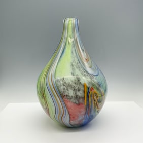 Multicolored Patterned Art Glass Bud Vase