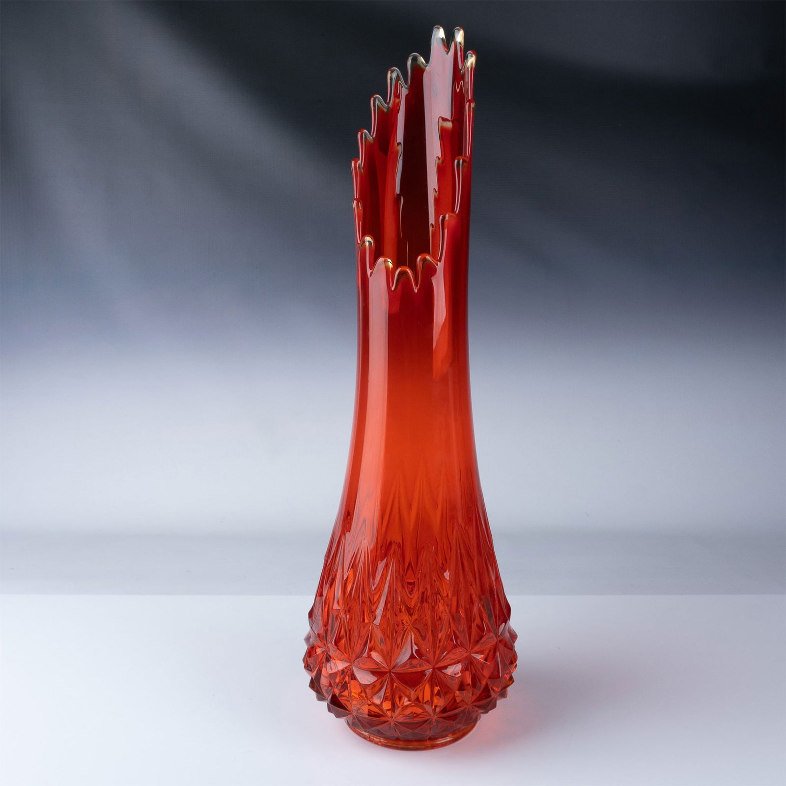 L.E. Smith Glass Vase, Orange (1 of 5)