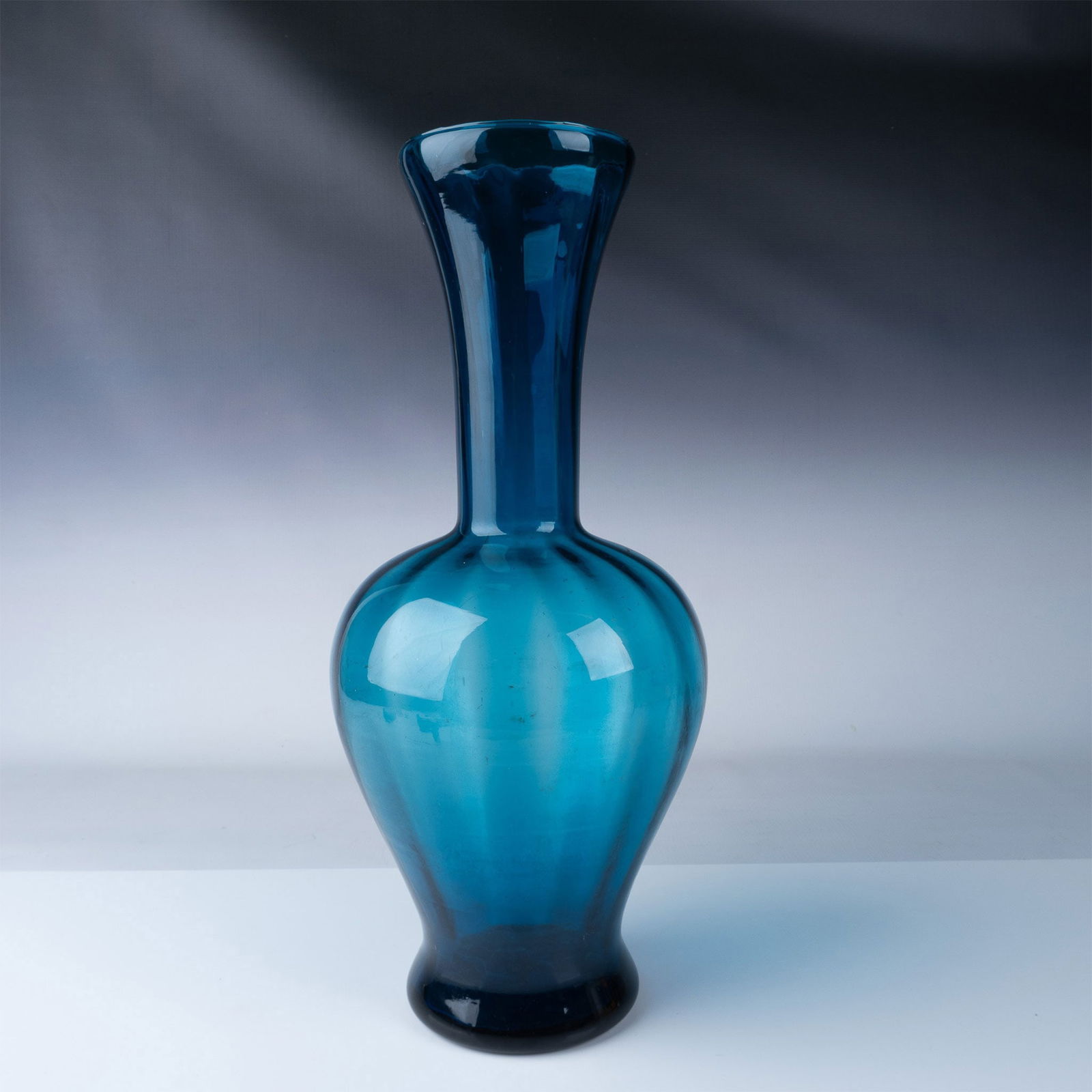 Vintage Hand Blown Blue Glass Vase (1 of 4)