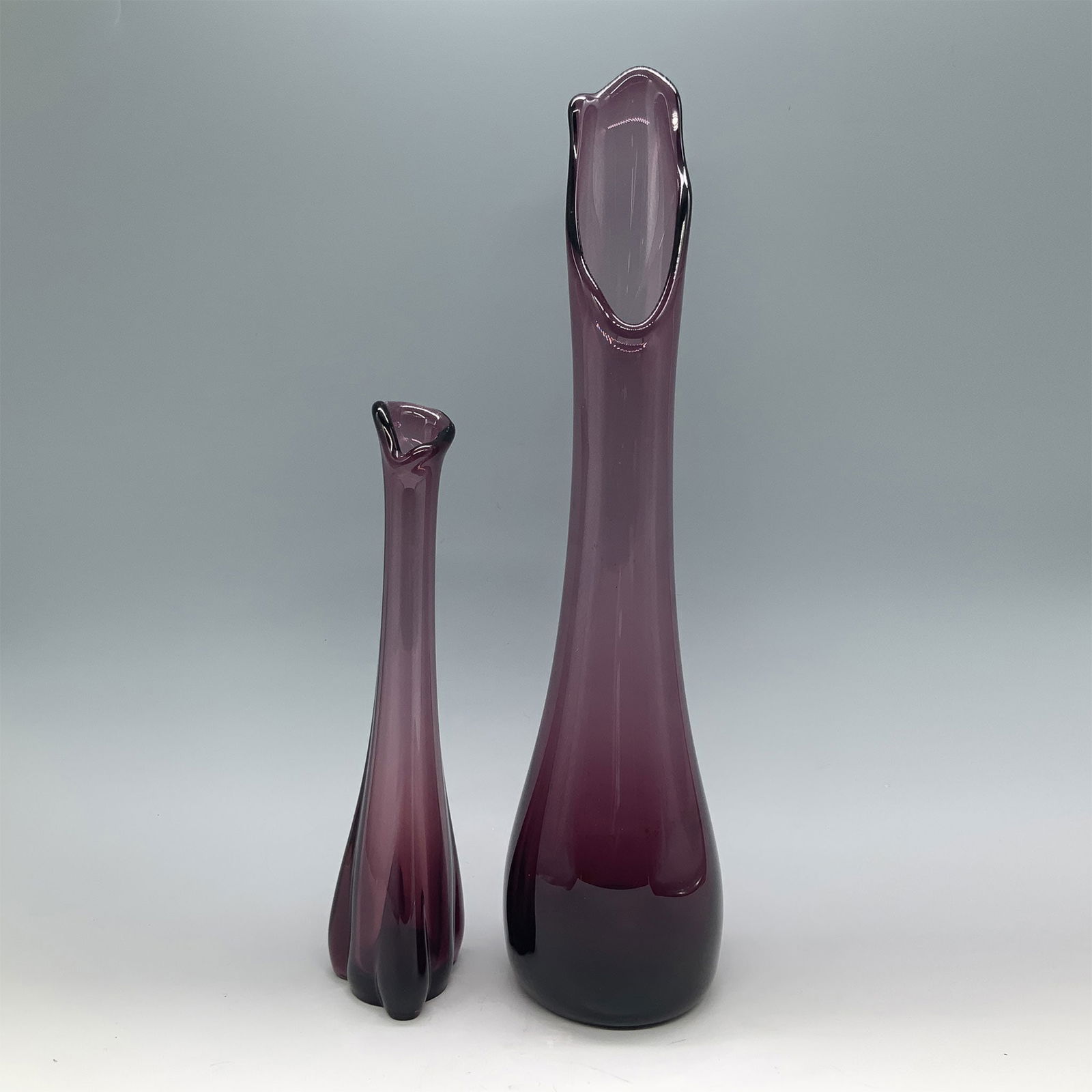 2pc Amethyst Handblown Glass Vases (1 of 3)