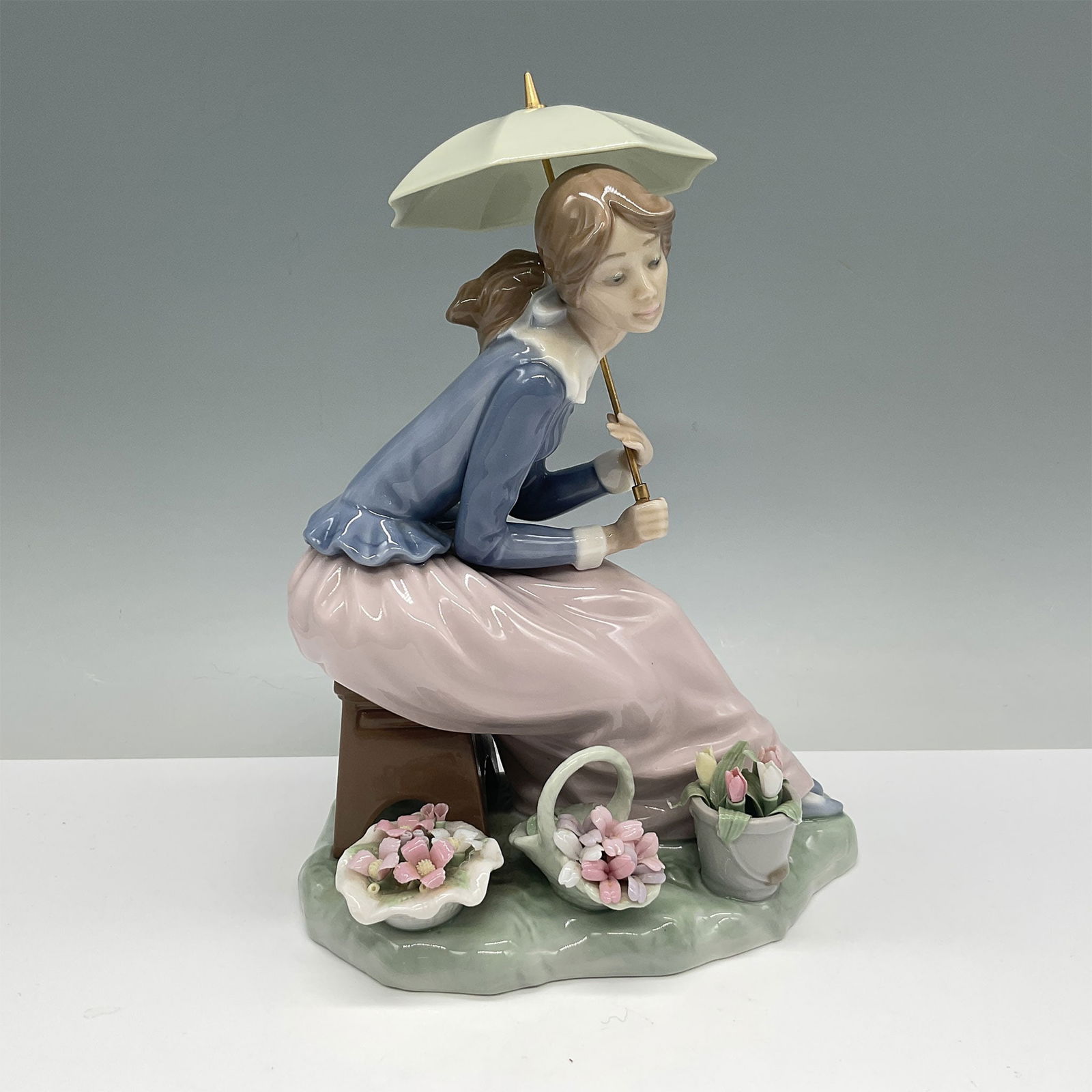 Nao by Lladro Seated Woman with Umbrella Figurine (1 of 3)