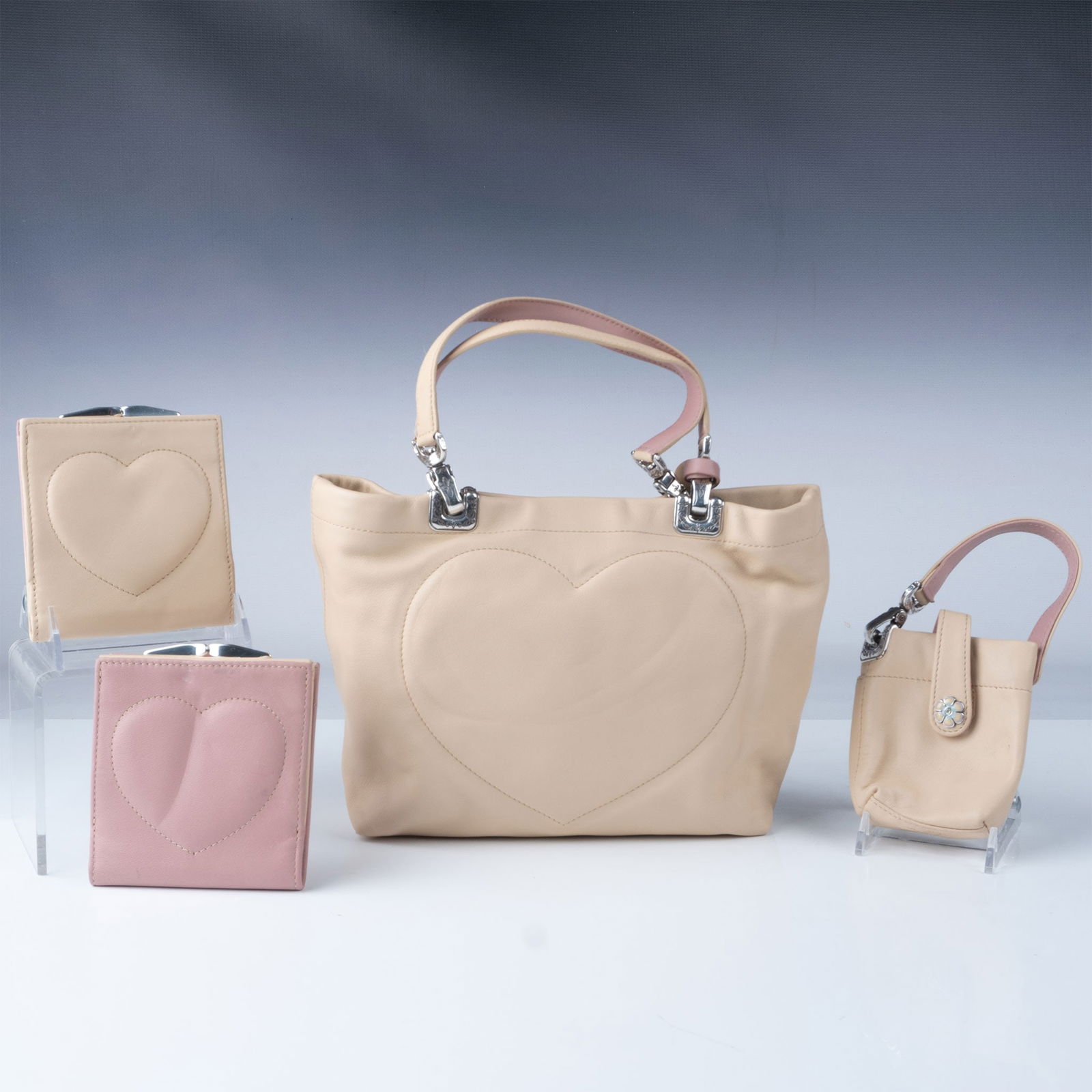 4pc Brighton Pink and Tan Leather Purse and Accessories (1 of 12)