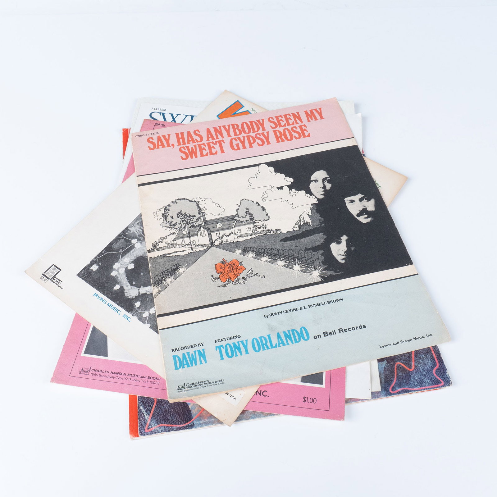 8pc Selection Of 50's 60's And 70's Pop Hits Sheet Music: This set of various sized sheet music spans three decades and includes chart toppers and rare gems. Great for any music lover of the great hits of the era. Included are sheets measuring 8.5"W x 11"L w