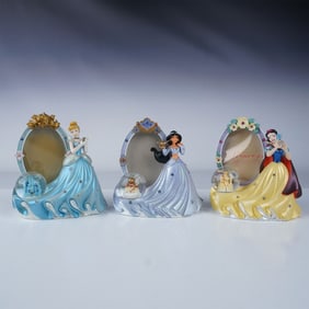 3pc Disney Princess Frames with Snow Globes