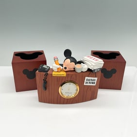 3pc Disney Mickey Mouse Desk Clock with Tea Light Holders