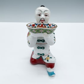 Herend Porcelain Figurine Salt Cellar, Chinese Man Kneeling