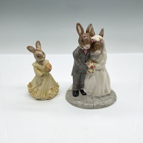 2pc Royal Doulton Bunnykins Figurines, Wedding Day and Bride