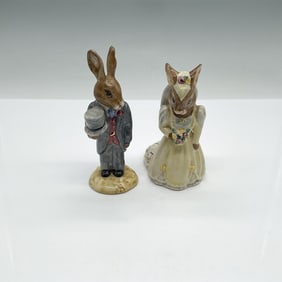 2pc Royal Doulton Bunnykins Figurines, Bride and Groom, DB10