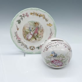 2pc Beatrix Potter by Royal Albert, Jemima Plate & Bank