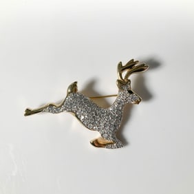 Swarovski Crystal Reindeer Brooch Pin