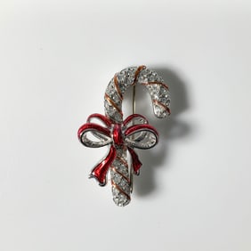 Swarovski Crystal Candy Cane Brooch Pin