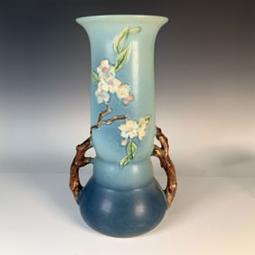Roseville Pottery Vase, Apple Blossom Pattern, 15.5"H