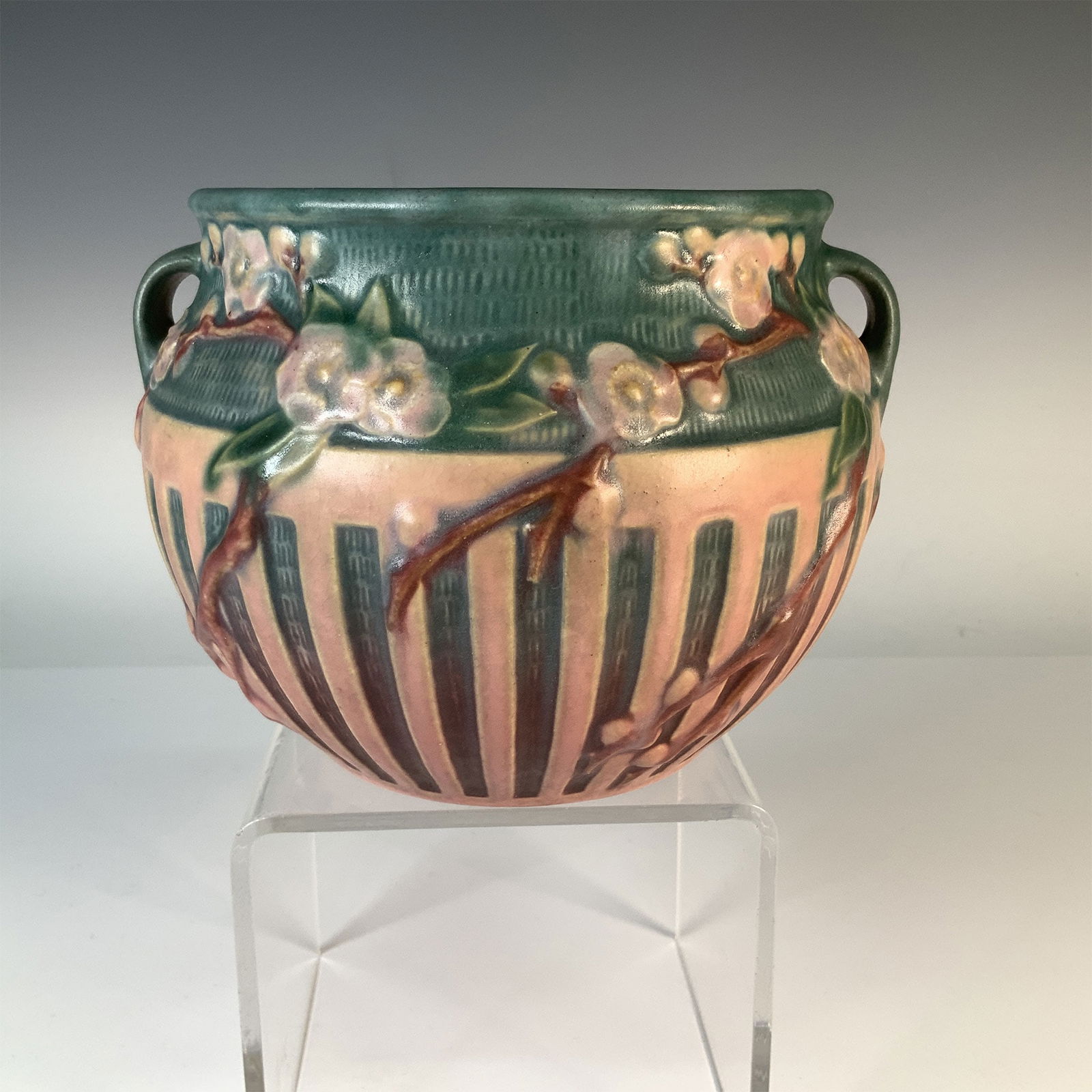 Roseville Pottery Cherry Blossom Jardiniere, Two-Handled, 5" (1 of 3)