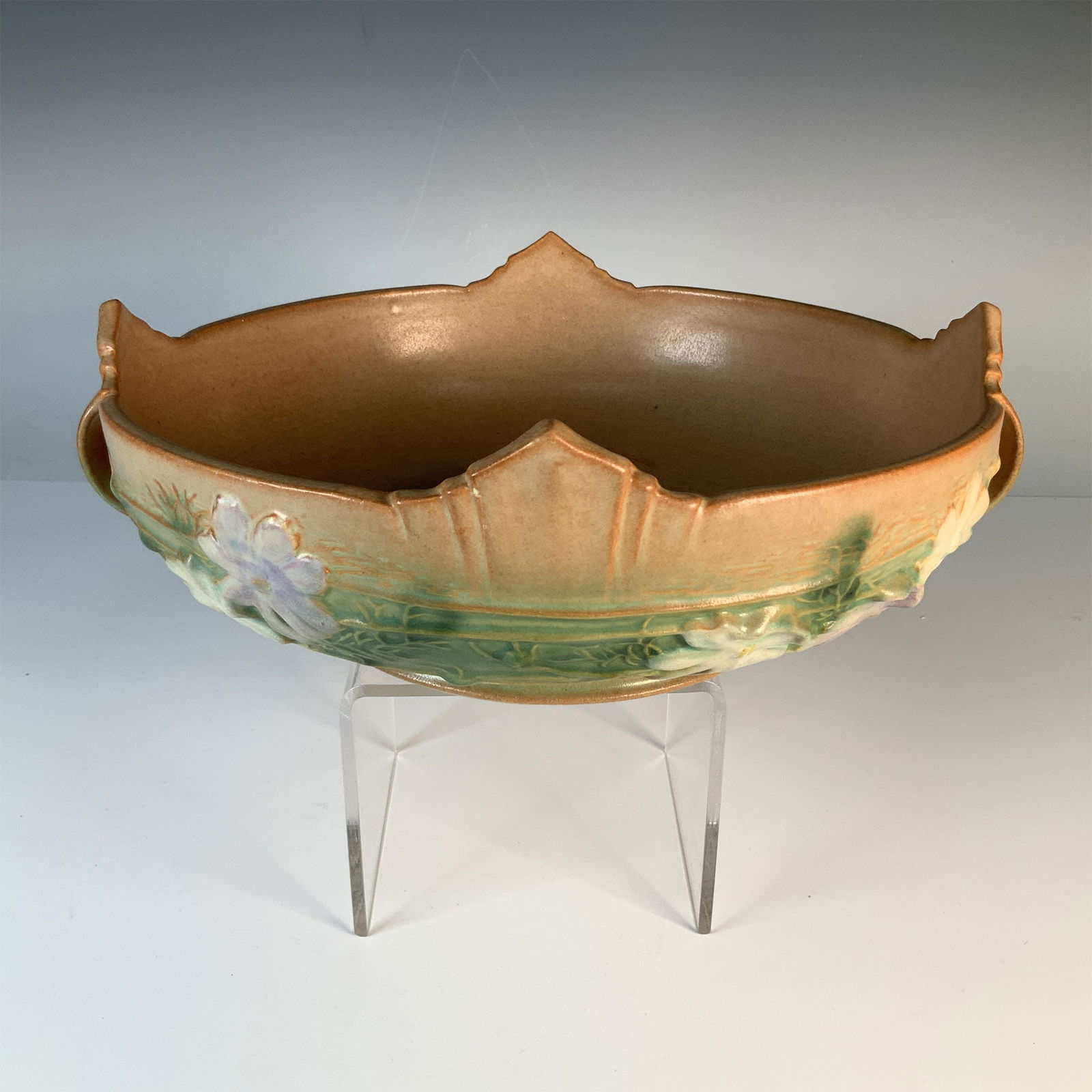Roseville Pottery Console Bowl, Cosmos Pattern (1 of 4)