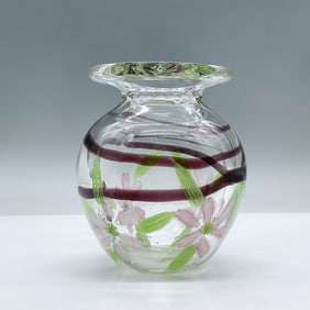 Contemporary Floral Glass Art Vase