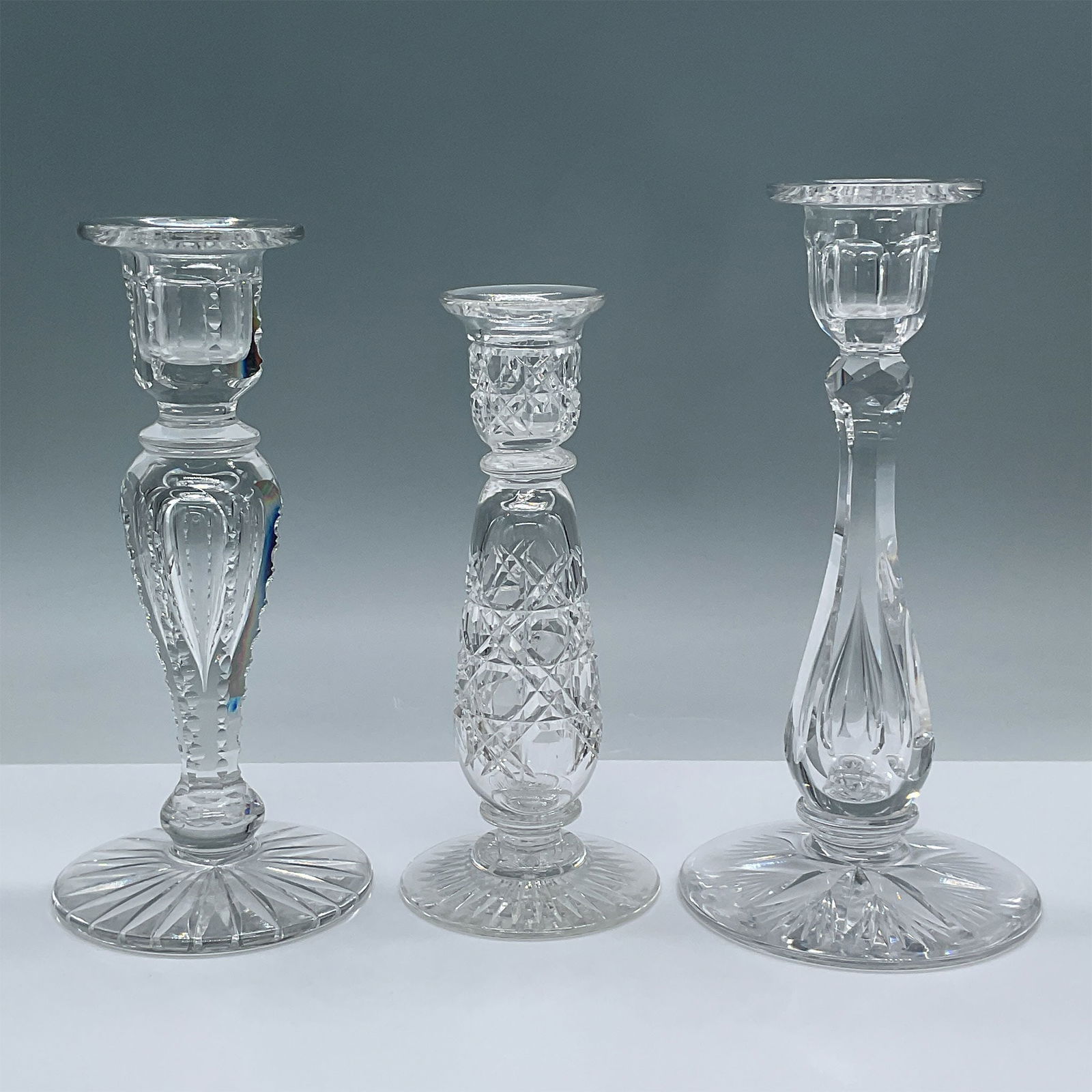 3pc Vintage Cut Glass Candle holders (1 of 3)